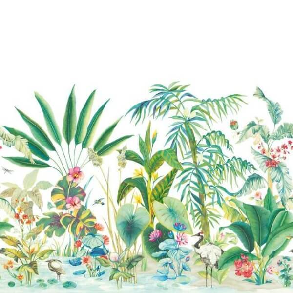 Tropical Panoramic White Wall Mural