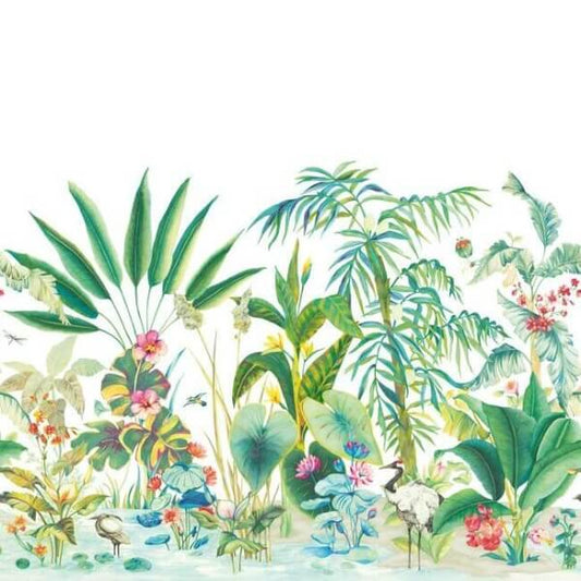 Tropical Panoramic White Wall Mural