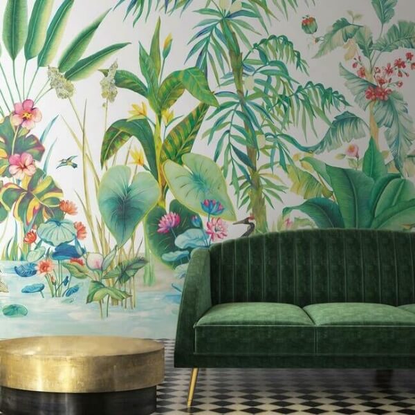Tropical Panoramic White Wall Mural