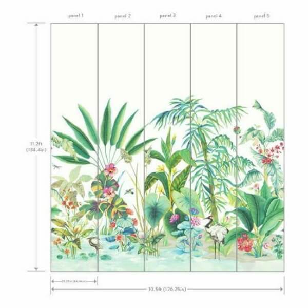 Tropical Panoramic White Wall Mural