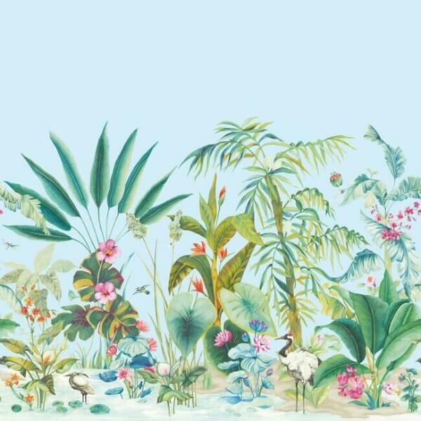 Tropical Panoramic Blue Wall Mural