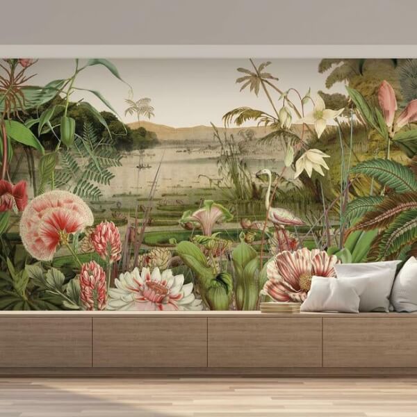 Floating Gardens Grey Wall Mural