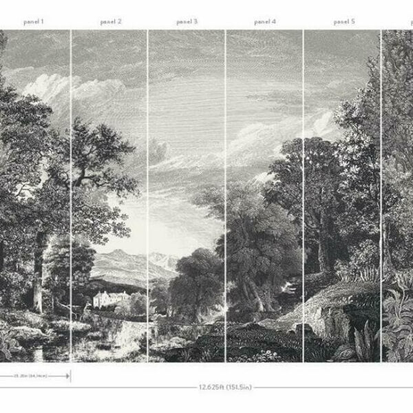 Provincial Scenic Black Wall Mural