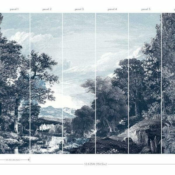 Provincial Scenic Navy Wall Mural