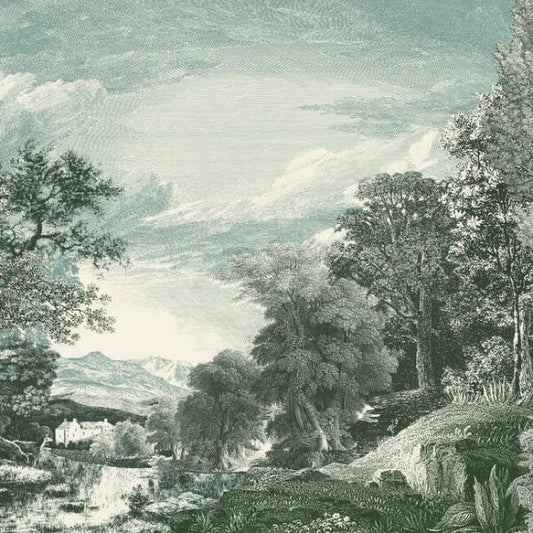 Provincial Scenic Teal Wall Mural