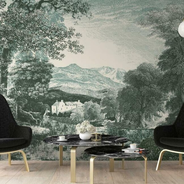 Provincial Scenic Teal Wall Mural