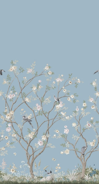 Lingering Garden Sky Blue Wall Mural
