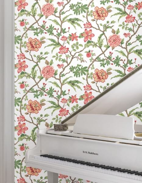 Courtyard Botanical Rose Wallpaper