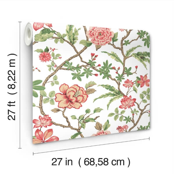 Courtyard Botanical Rose Wallpaper