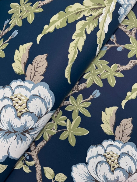 Courtyard Botanical Navy Wallpaper