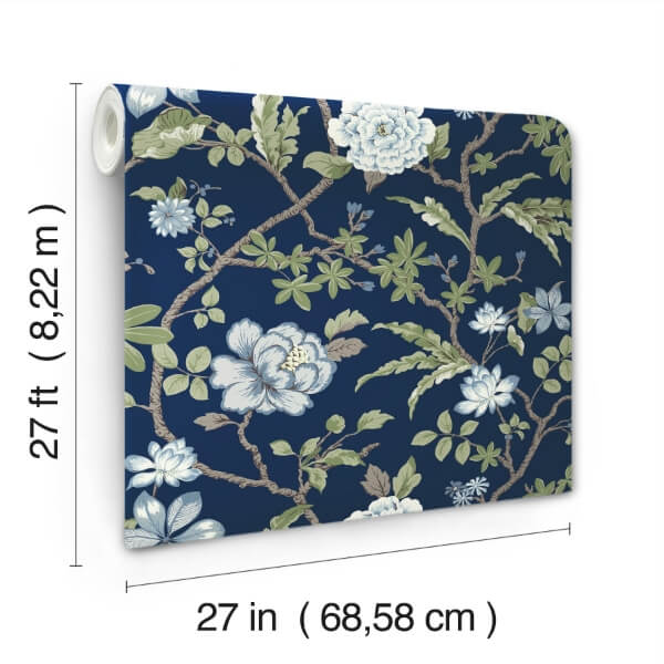 Courtyard Botanical Navy Wallpaper