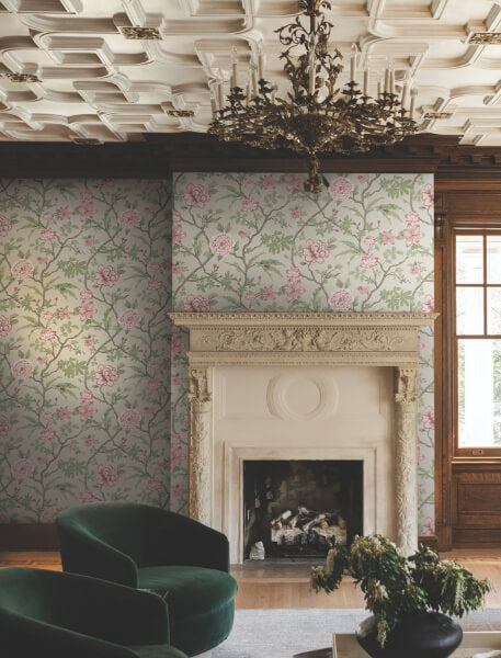Courtyard Botanical Pink Wallpaper
