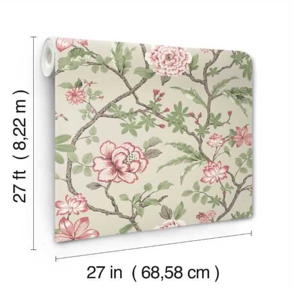 Courtyard Botanical Pink Wallpaper
