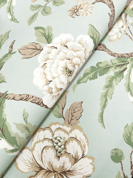 Courtyard Botanical Pale Blue Wallpaper