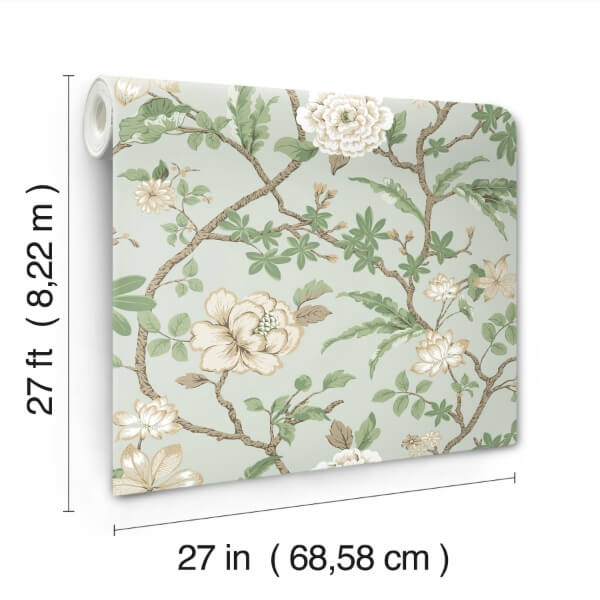 Courtyard Botanical Pale Blue Wallpaper