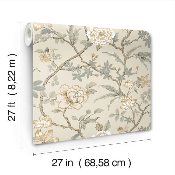 Courtyard Botanical Neutral Wallpaper