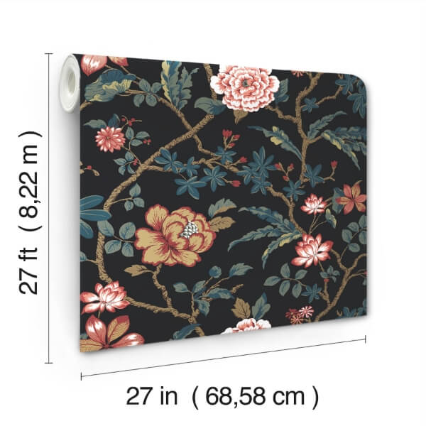 Courtyard Botanical Scarlet Wallpaper