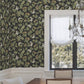 Peacock Estate Black Wallpaper