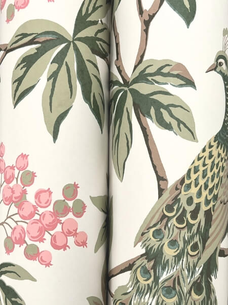 Peacock Estate Cream Wallpaper