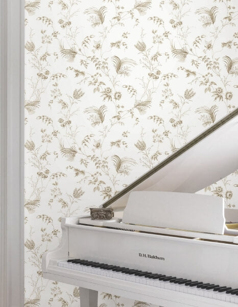 Floral Lace Taupe Wallpaper