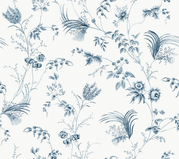 Floral Lace Navy Wallpaper
