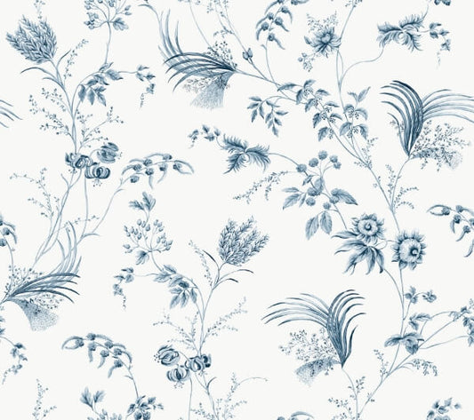 Floral Lace Navy Wallpaper