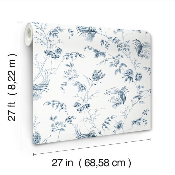 Floral Lace Navy Wallpaper