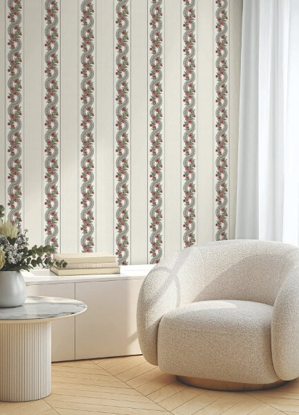 Abbey's Garland Red & Green Wallpaper