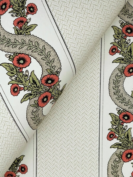 Abbey's Garland Red & Green Wallpaper