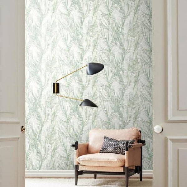 Peaceful Plume Light Blue Wallpaper
