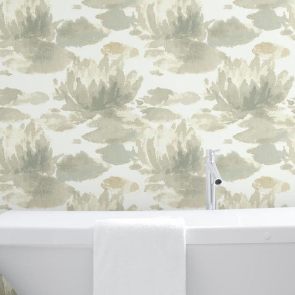 Water Lily Grey Wallpaper