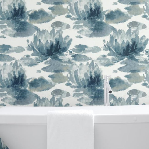 Water Lily Dark Blue Wallpaper