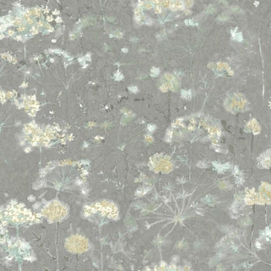Botanical Fantasy Grey Wallpaper