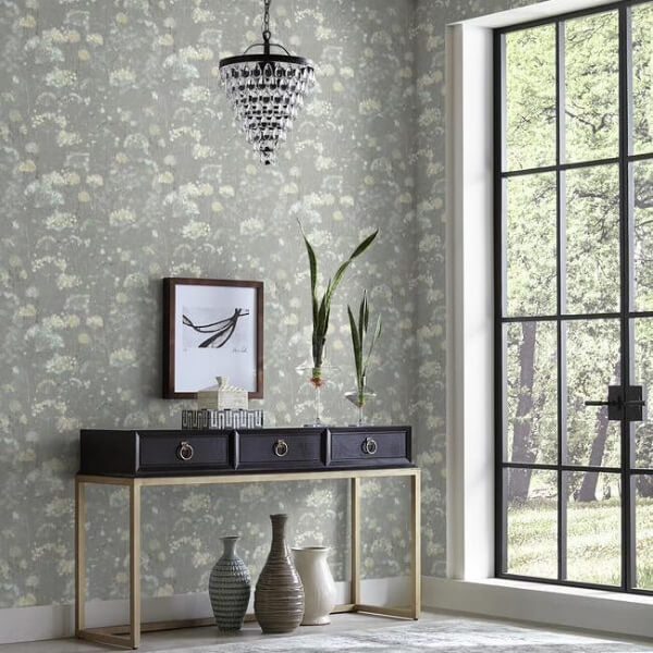 Botanical Fantasy Grey Wallpaper