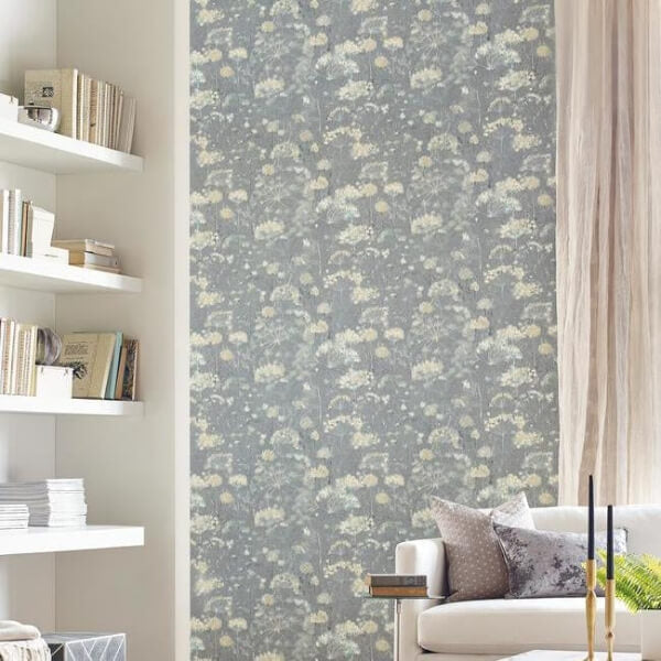 Botanical Fantasy Grey Wallpaper