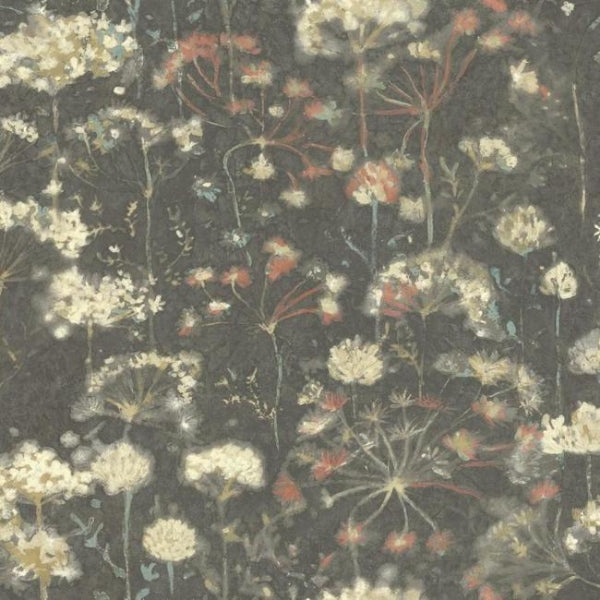 Botanical Fantasy Black Wallpaper