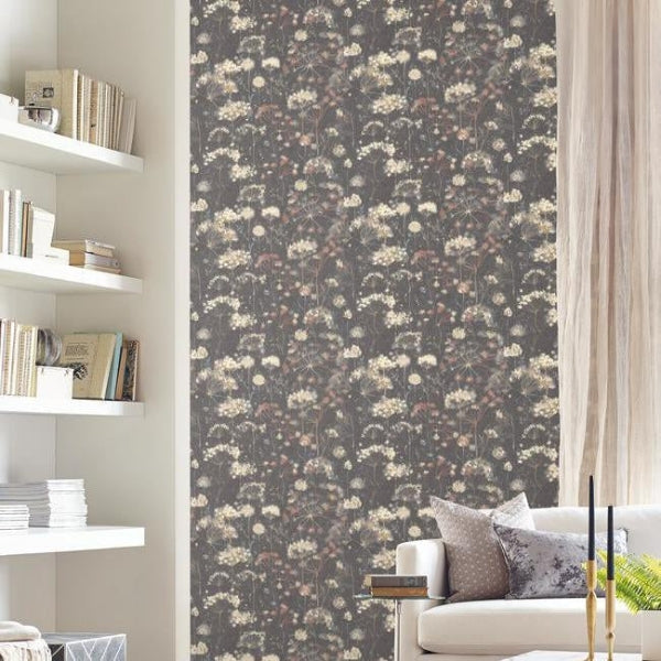 Botanical Fantasy Black Wallpaper
