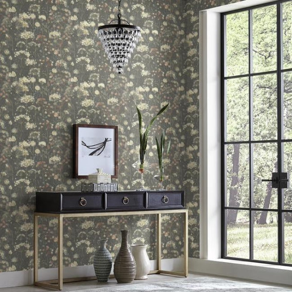 Botanical Fantasy Black Wallpaper