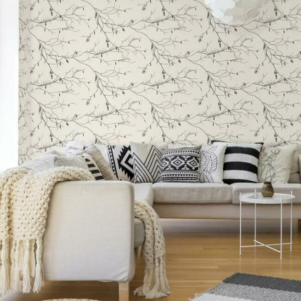 Winter Branches White Wallpaper
