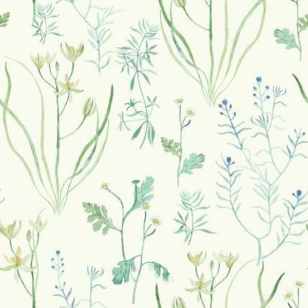 Alpine Botanical White Wallpaper