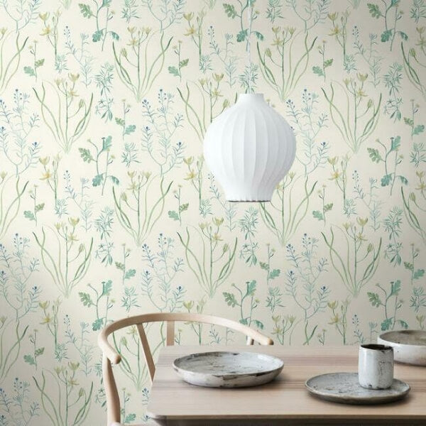 Alpine Botanical White Wallpaper