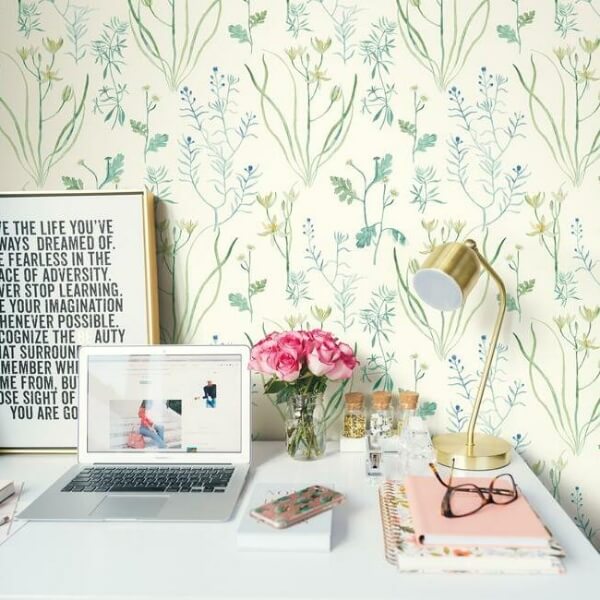 Alpine Botanical White Wallpaper