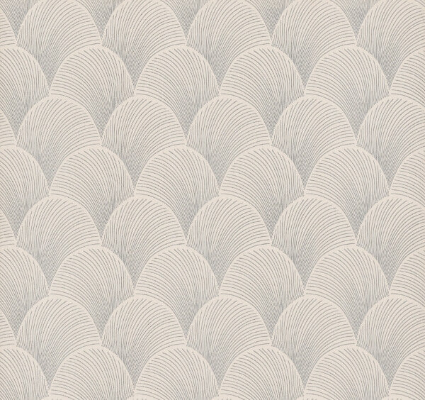 Metallic Cream Scallop Wallpaper