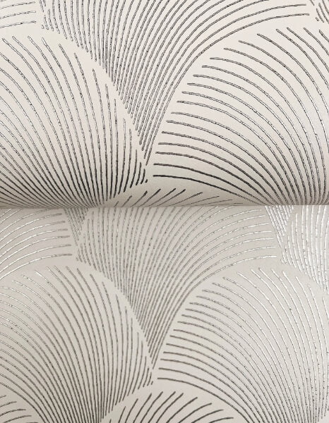 Metallic Cream Scallop Wallpaper