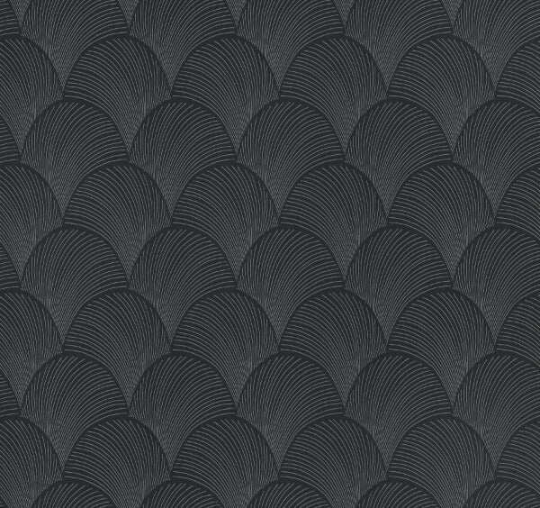 Metallic Black Scallop Wallpaper