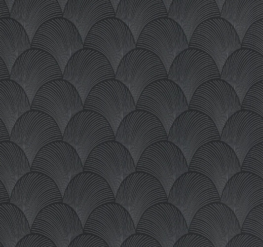 Metallic Black Scallop Wallpaper