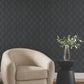Metallic Black Scallop Wallpaper