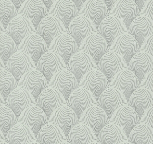 Metallic Light Green Scallop Wallpaper