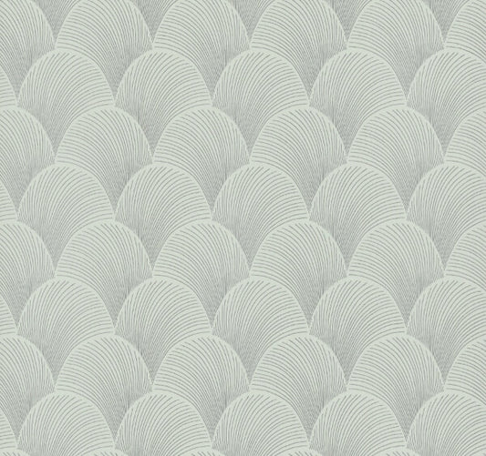 Metallic Light Green Scallop Wallpaper