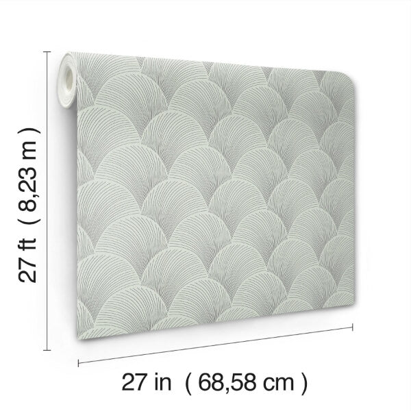 Metallic Light Green Scallop Wallpaper
